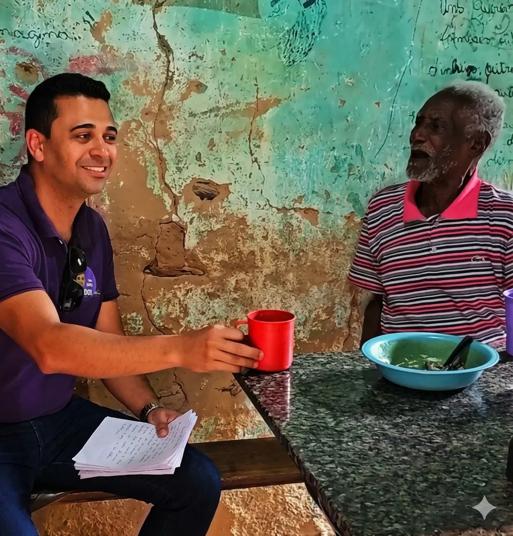 Dodô conversando com morador